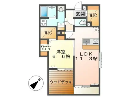 ISグランデ南大沢(1LDK/3階)の間取り写真