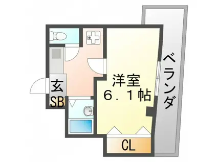 ギャザープレイスセント(1K/2階)の間取り写真