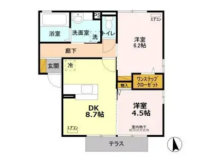 エルハーベン 内ケ島町(2DK/1階)の間取り写真