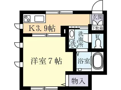 ボヌール(1K/1階)の間取り写真