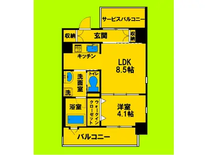 ジェイピーノイエ吹田垂水(1LDK/3階)の間取り写真