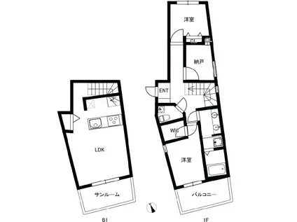 サンセリテ南麻布(2LDK/地下階)の間取り写真