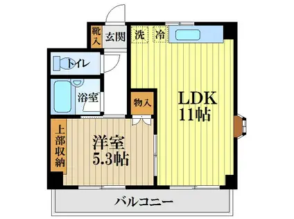 トゥレル1(1LDK/4階)の間取り写真