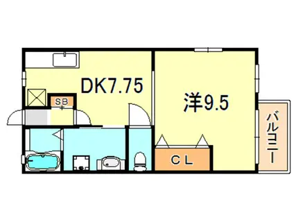 マンションギュゼール2(1DK/2階)の間取り写真
