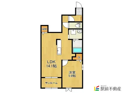 ネオ レジデンス 浅井(1LDK/1階)の間取り写真