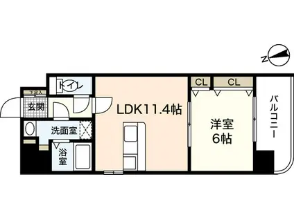 ビリオネアS竹屋(1LDK/4階)の間取り写真