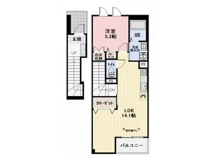 POLARIS峯 B(1LDK/2階)の間取り写真