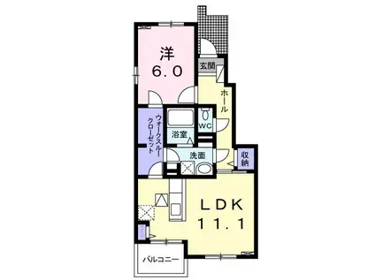 フィオーレB(1LDK/1階)の間取り写真