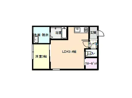 アーバン弥勒町(1LDK/2階)の間取り写真