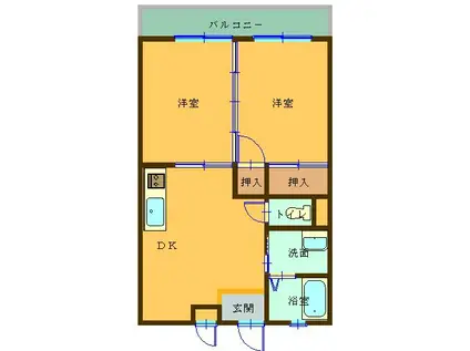 ファミールU(2LDK/3階)の間取り写真