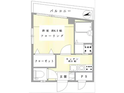 ケイフラット根岸(1K/3階)の間取り写真