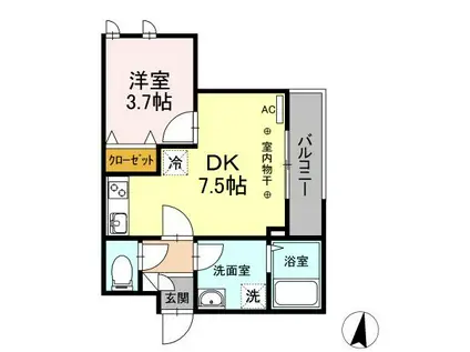 フォレシア(1DK/2階)の間取り写真