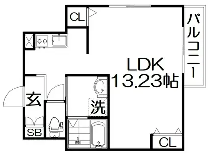 キャルムコート星田2番館(1K/2階)の間取り写真