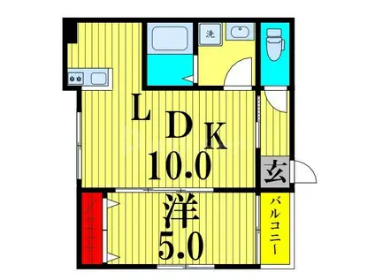 プラスドア北千住(1LDK/1階)の間取り写真