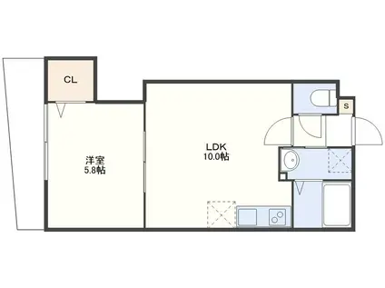 プレジデント滑石通(1LDK/4階)の間取り写真
