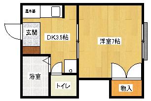 ハピネスK(1K/2階)の間取り写真