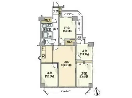 グリーンコーポ高蔵(4LDK/6階)の間取り写真
