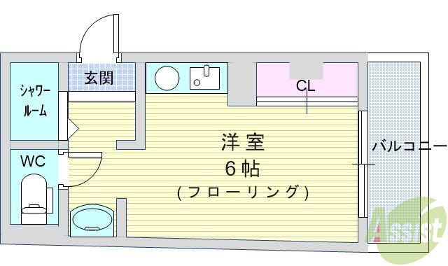 GROOVE待兼山(ワンルーム/2階)の間取り写真