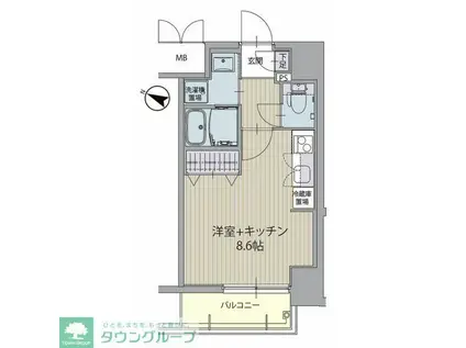 パルティール金山(ワンルーム/4階)の間取り写真