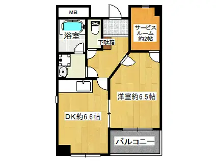 シャインコート(1SDK/1階)の間取り写真