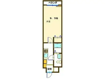 岩塚テラス(1K/5階)の間取り写真