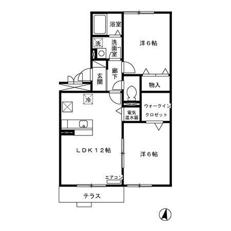 エルスリーモナミ(2LDK/1階)の間取り写真