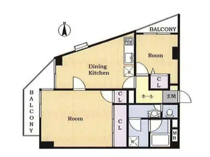 TOMIKURA 1(2DK/6階)の間取り写真