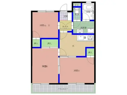 清水ハイツ(3K/1階)の間取り写真