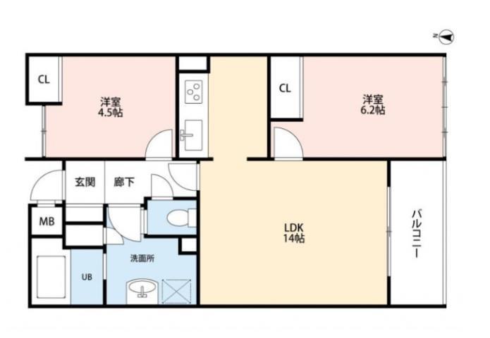 フロレスタ大倉山弐番館(2LDK/1階)の間取り写真