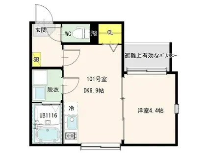 足立四丁目7 DESIGNERS DIIRA(1DK/1階)の間取り写真