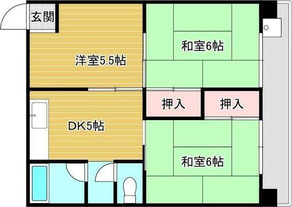 リノグランベル姫路(3DK/4階)の間取り写真