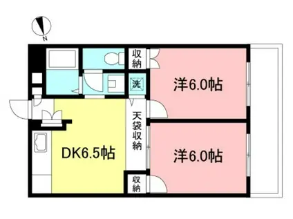 貝の坂クロス852(2DK/1階)の間取り写真