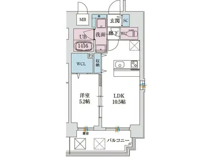 スプランディッド新大阪VIII(1LDK/15階)の間取り写真