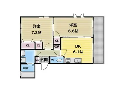 シャルマンシャンブルV(2DK/2階)の間取り写真