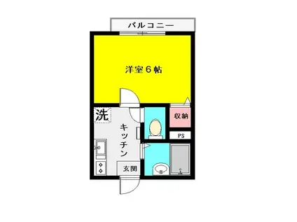 ディアコート田園(1K/1階)の間取り写真