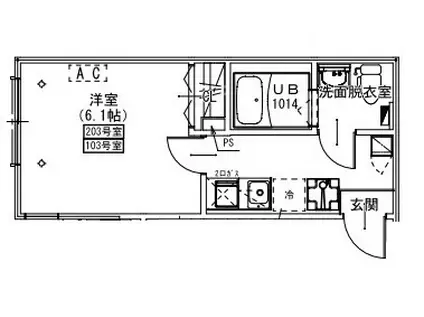 KEIAI RESIDENCE検見川(1K/1階)の間取り写真
