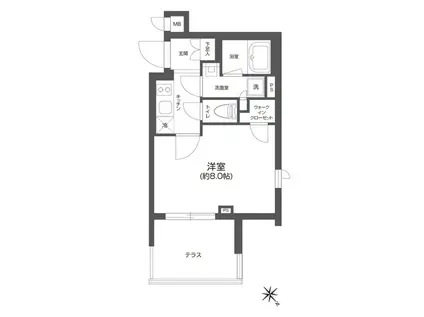 GRAN PASEO 四谷若葉(1K/1階)の間取り写真