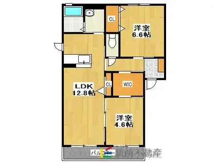 ウイングウエスト(2LDK/2階)の間取り写真