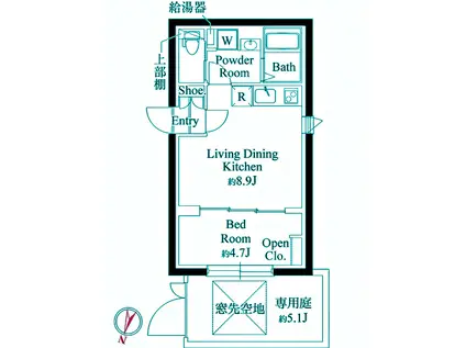 カーサピアッチェ品川イースト(1LDK/1階)の間取り写真