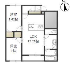 フライハイトA(2LDK/1階)の間取り写真