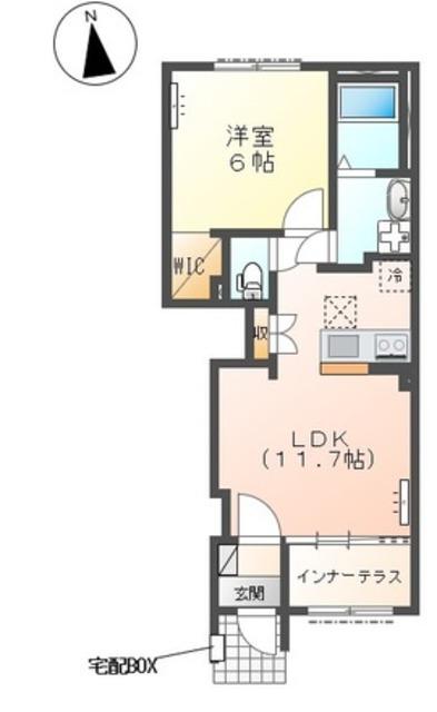 プリベールV(1LDK/1階)の間取り写真