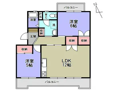 第2松本マンション(2LDK/1階)の間取り写真