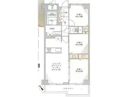 常盤台パークハイツ(3LDK/5階)の間取り写真