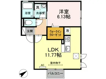 ＪＲ佐世保線 武雄温泉駅 徒歩11分 2階建 築8年(1LDK/1階)の間取り写真