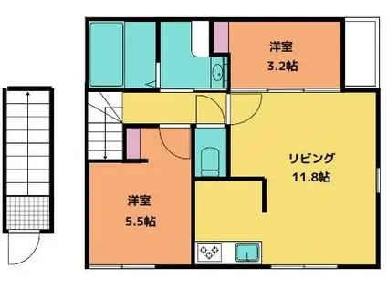 グランビルド玉村(2LDK/2階)の間取り写真