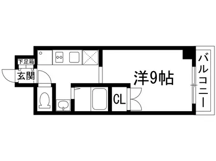 スクエアK2(1K/3階)の間取り写真