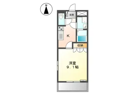 サンシャインヒルズ三井(1K/2階)の間取り写真