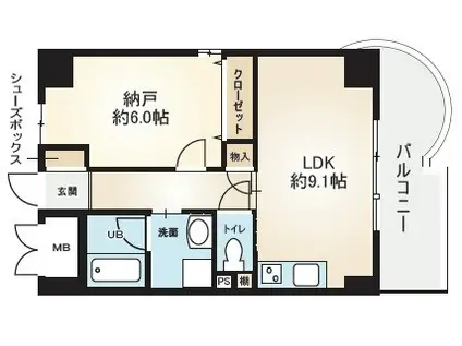 モンテルーチェ甲南(1LDK/3階)の間取り写真