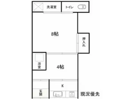 河内天美南アパート(2K/1階)の間取り写真