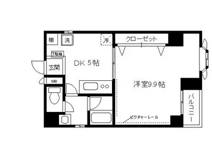 ラスピガドール小澤(1DK/2階)の間取り写真